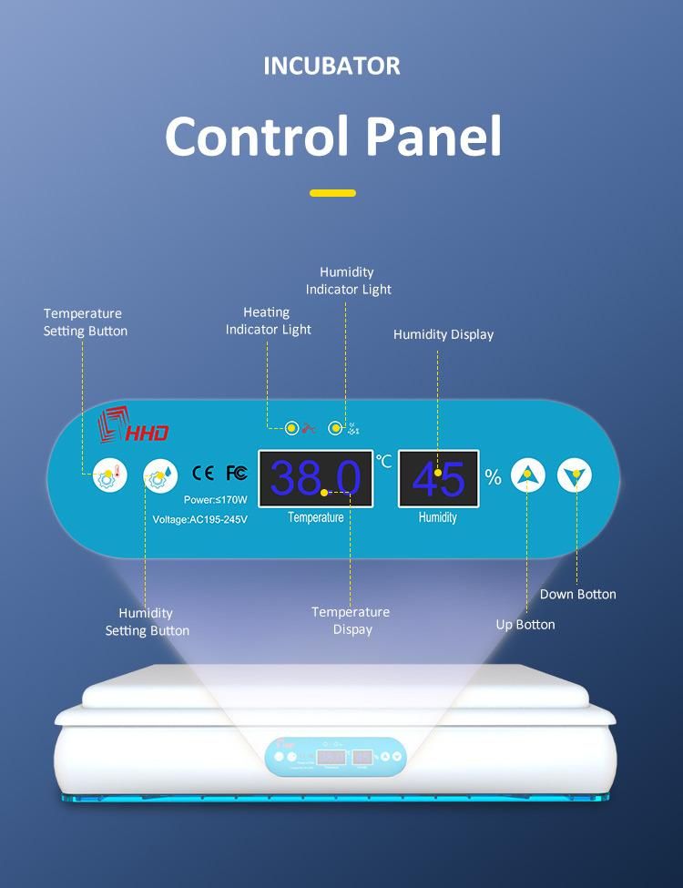 Hhd Automatic Chicken Egg Temperature Humidity Sensor Incubator Poultry Farms in China