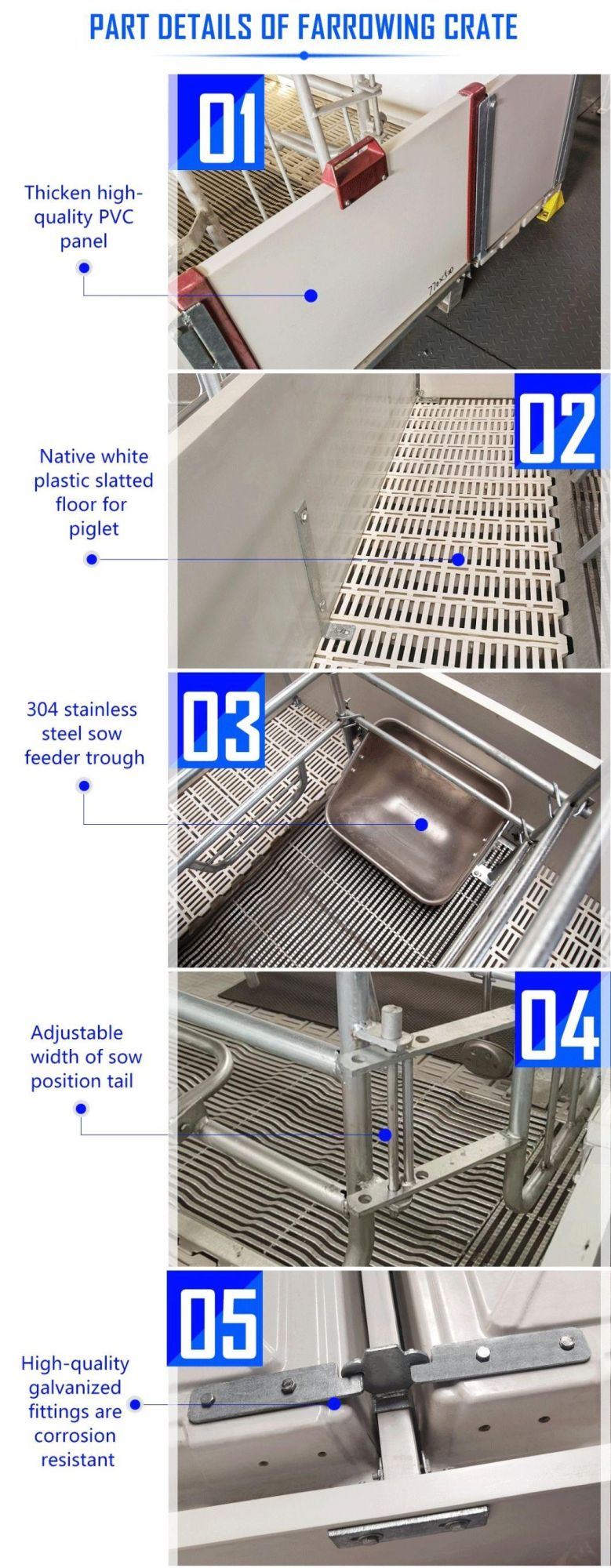 Made in China Livestock Poultry Pig Farming Farrowing Crate Farm Equipment