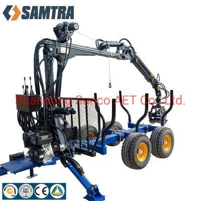 Samtra Log Trailer ATV Timber Tralier with 3.7m Crane