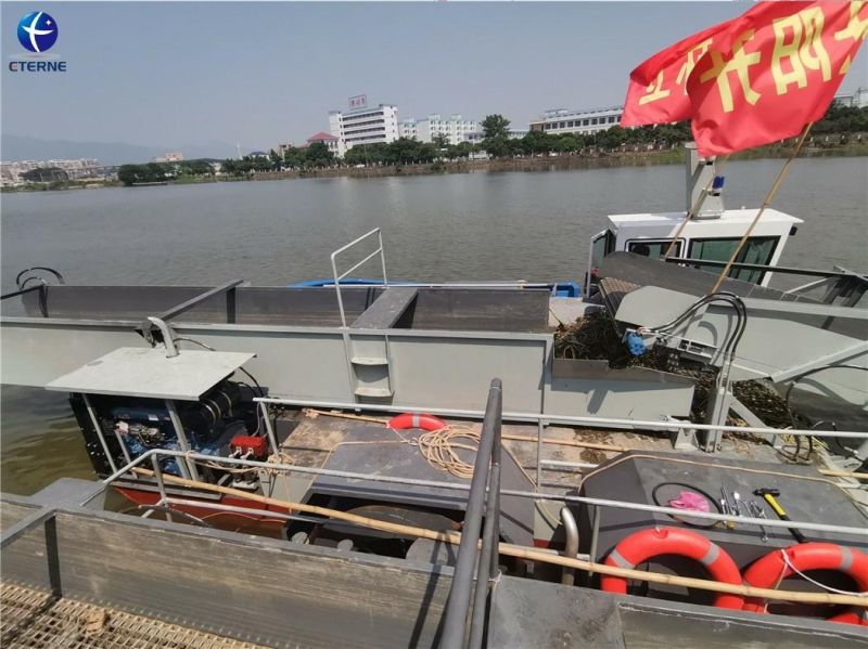 Paddle Wheel Full Automatic Aquatic Weed Harvester Water Hyacinth Salvage Vessel