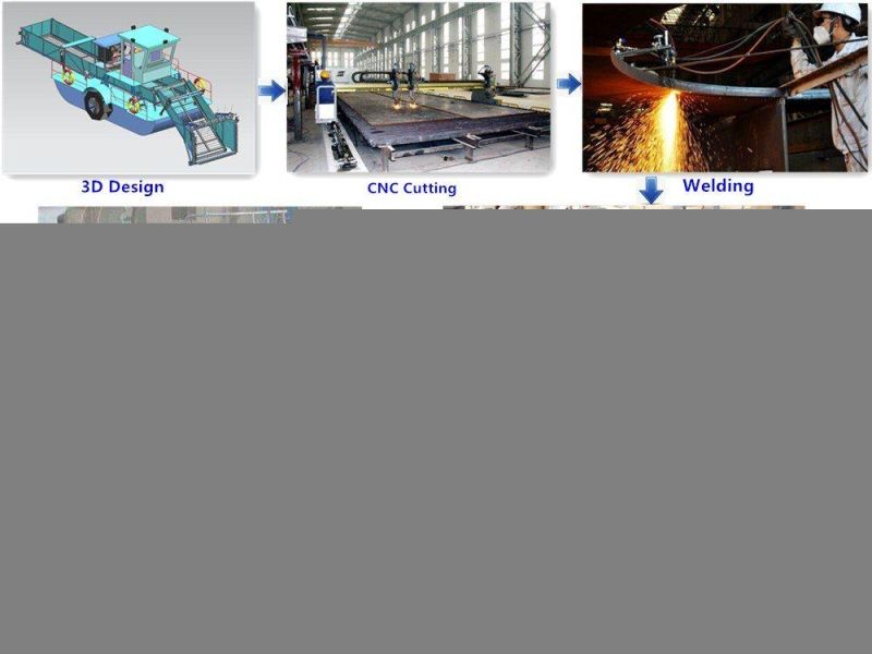 Hydraulic Aquatic Weed Harvester with Shoreline Conveyors