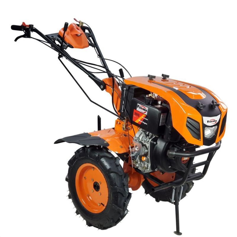 10HP/186f Diesel Tiller Cultivator with Engine Headlight and Cover, New Toolbox with Flashlight Fd1350ce Rotavator