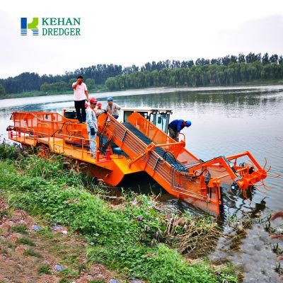 Small Surface Plant Salvage Boats Are Used for Park River Management