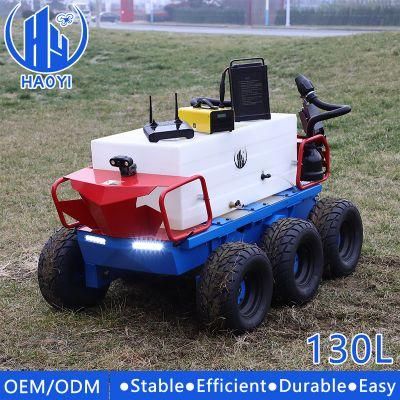 Remote Control Unmanned Robot Car for Disinfection Farmland Orchards Agriculture Sprayer with 130L Water Tank
