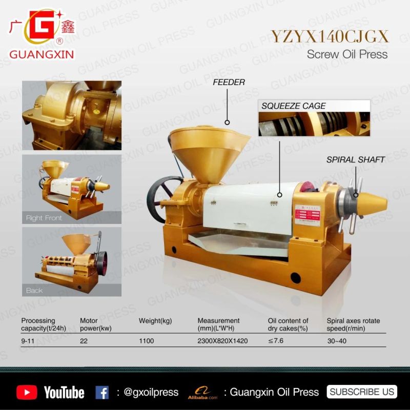 Guangxin Top Selling Oil Press Machine for Peanut, Soybean, Sunflower, Sesame