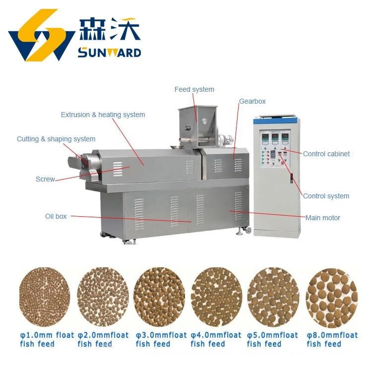 Stainless Steel 304 201 Full Automatic Fish Feed Extruder Floating Fish Feed Twin Screw Extruder