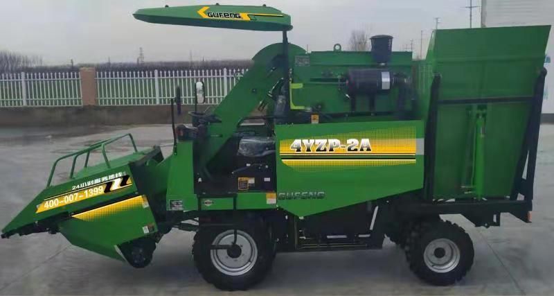 2 Lanes Farming Using 2 Rows Self Propelled Wheel Corn Combined Harvester