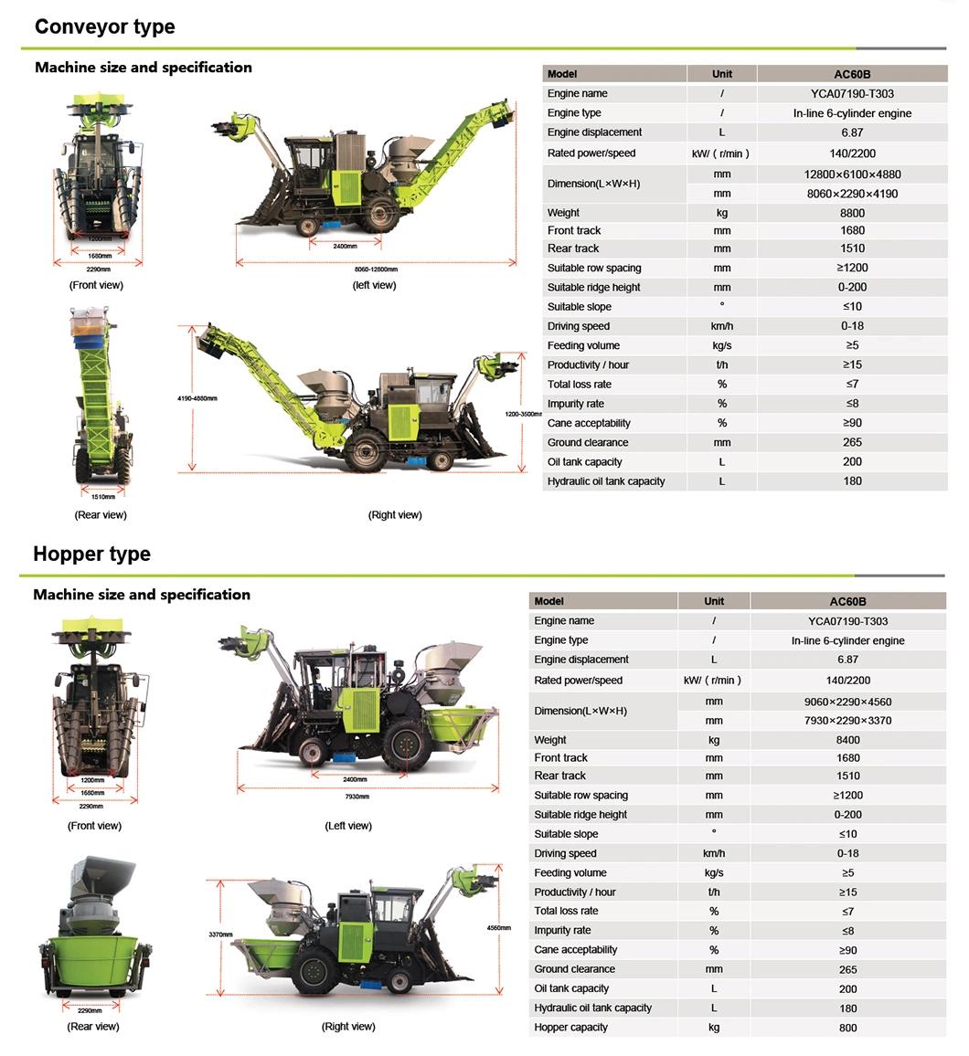 Zoomlion AC60b Combine Sugarcane Harvester Agricultural Machinery