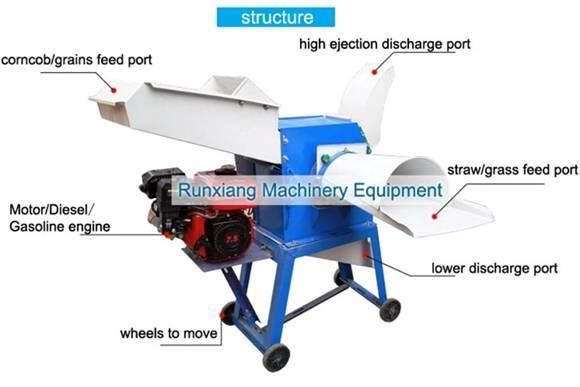 Grass Straw Stalk Shredder Chopper Cutting Chaff Cutter Machine