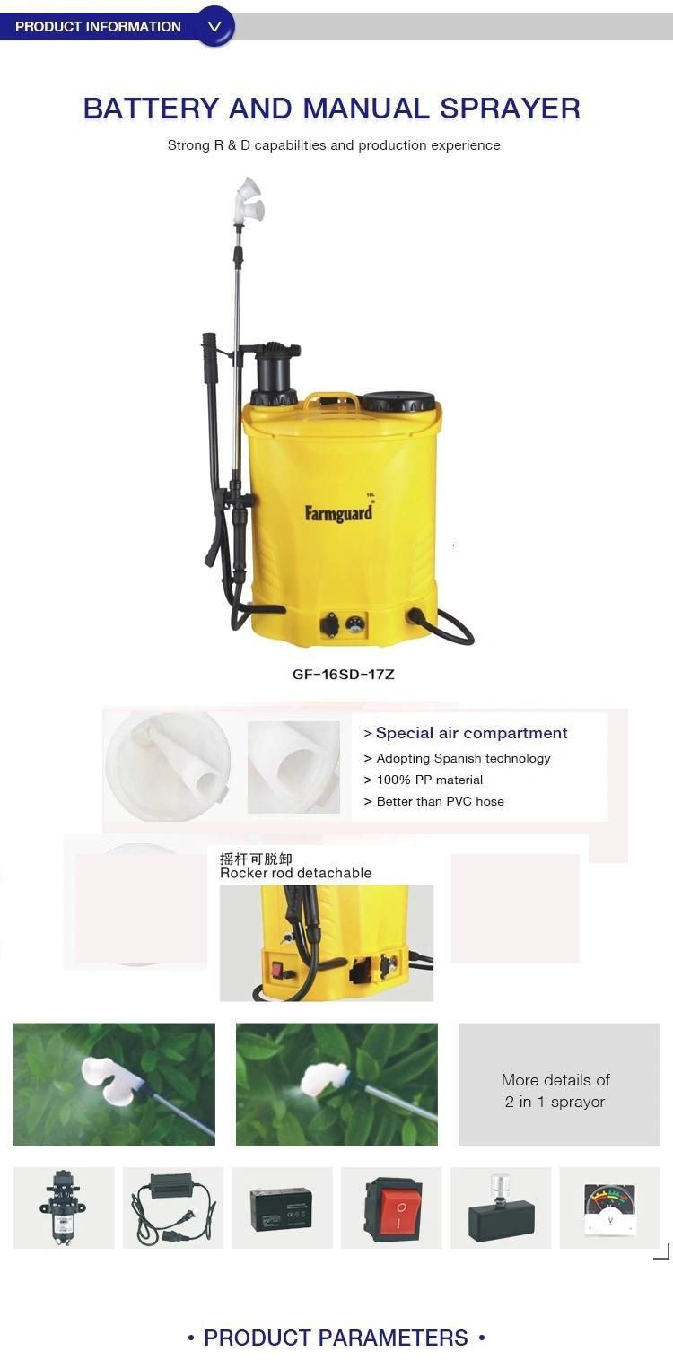 Knapsack 2 in 1 Battery Powered Hand Trigger Farm 16L Power Pump Sprayer 2