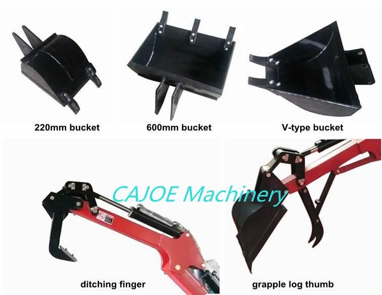 China Factory Popular Sell Mini 9HP Petrol or 10HP Diesel Engine Excavators Small Towable Backhoe Shovel with 360 Degree Rotation Angle for Fruit Ranch