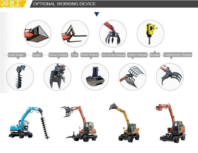 Log Cane etc Loaders Grab Excavators 9 Ton Wheel Crawler Excavator Grapple with Lifting Cab