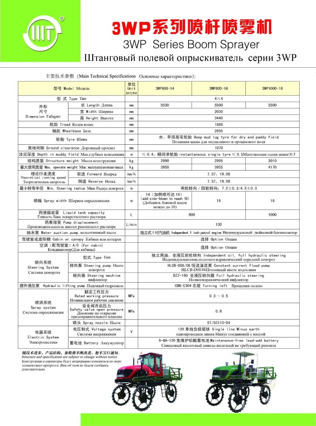 3wp Weituo Brand Boom Sprayer Good Quality and Cheap Price