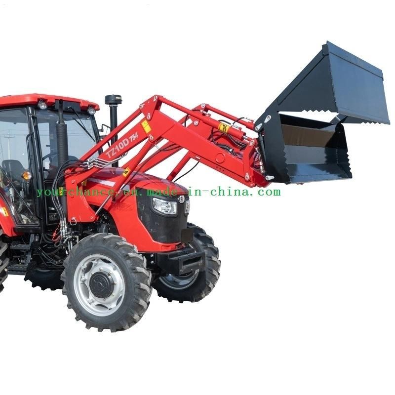 High Quality China Factory Manufacture Wheel Tractor Loader Tz10d Europe Quick Hitch Type Front End Loader with 4 in 1 Combine Bucket for 70-100HP Tractor