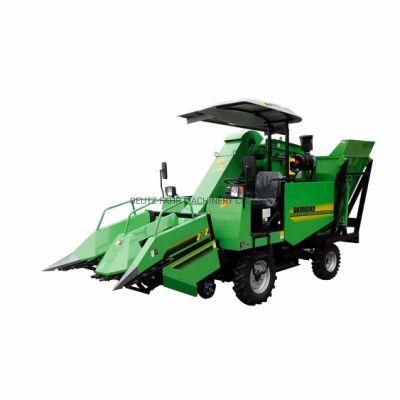 2 Lanes Farming Using 2 Rows Self Propelled Wheel Corn Combined Harvester