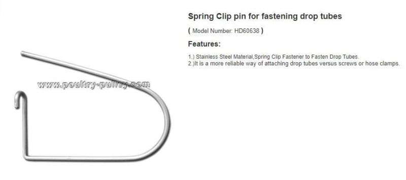 Spring Clip Pin for Fastening Drop Tubes
