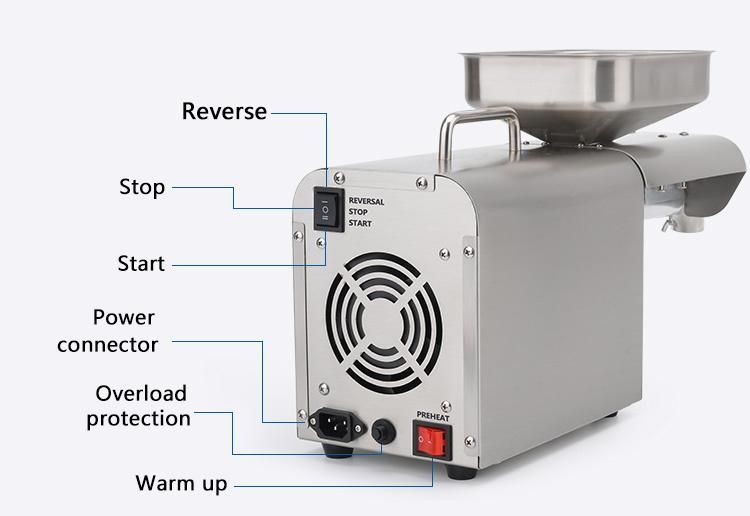 750W 220V / 110V Oil Press Automatic Household Stainless Steel Hot and Cold Oil Expeller