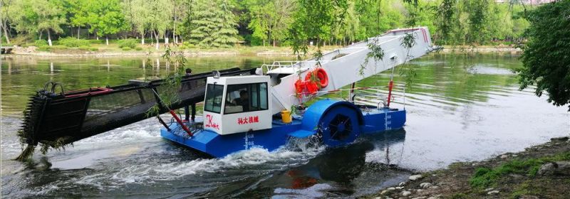 Keda Wh150 Automatic Agricultural Machinery Trash Skimmer Rubbish Cleaning Boat Mowing Ship Water Hyacinth Reed Cutting Boat Aquatic Weed Harvester