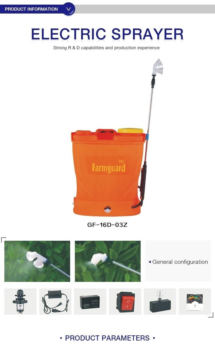 Taizhou Guangfeng Farmguard 16 Litre Electric Battery Agriculture Knapsack Sprayer for Orchard on Sale