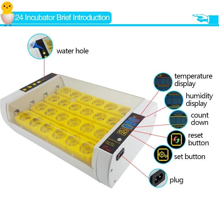 98% Hatching Rate Yz-24A Automatic Mini Chicken Hatchery Machine Egg Incubator