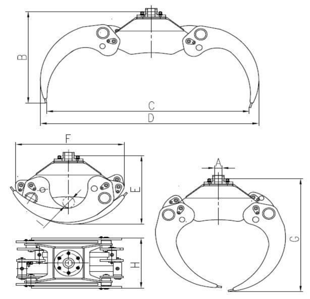 Hydraulic Grapple for Excavator Tractor Stone Grapple, Log Grapple