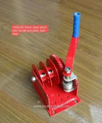 Worm Gear Hand Winch 2000lbs, Single Reel