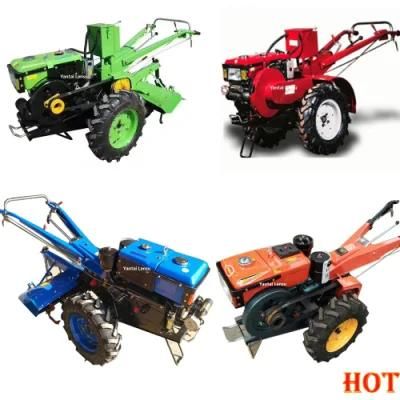 New Type 8-22HP Farm Machinery Diesel Engine Power Tiller Manual Electric Star Paddy Wheels Hand Walking Tractor Price