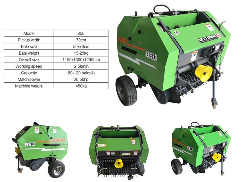 2022 Latest Technology 850 Round Straw Grass Baler Machine