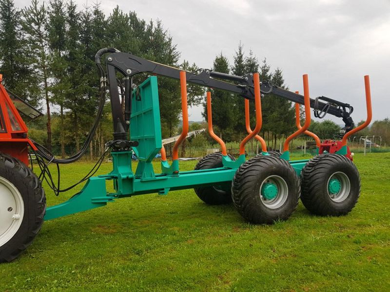 6ton Farm Trailer with Timber Crane for Tractor
