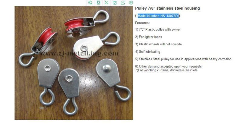 Pulley 7/8" Stainless Steel Housing