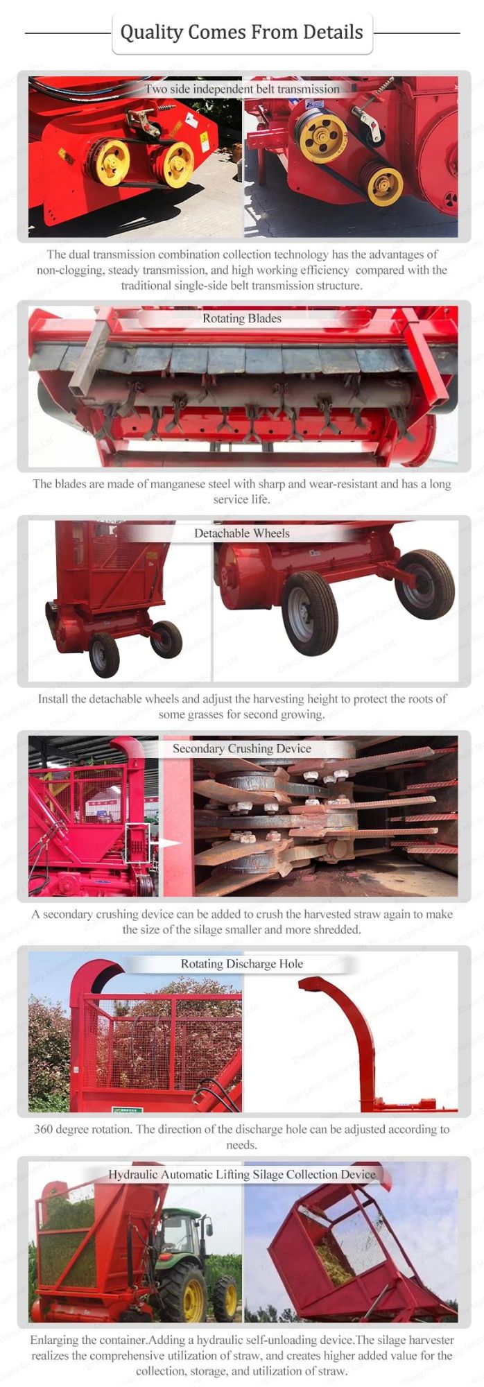 Multicrop Corn Stalk Grass Chopper Grass Crusher Forage Corn Silage Harvester