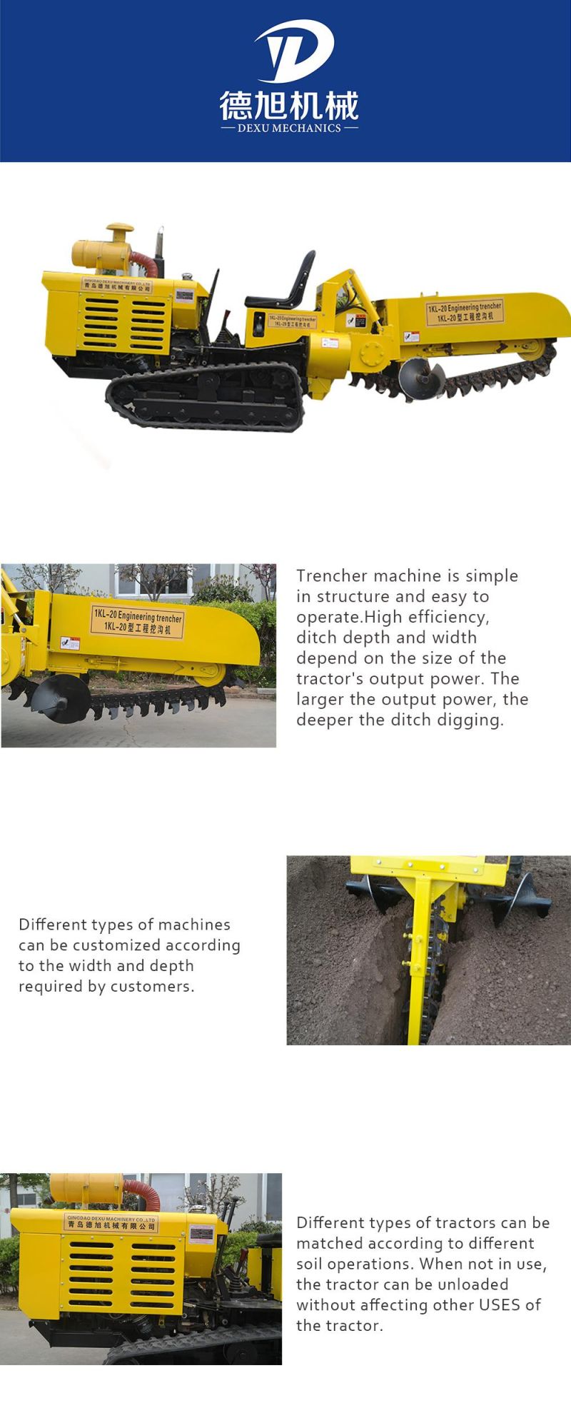 OEM Farm Tractor Mounted Chain Trencher Diesel Equipment for Sale