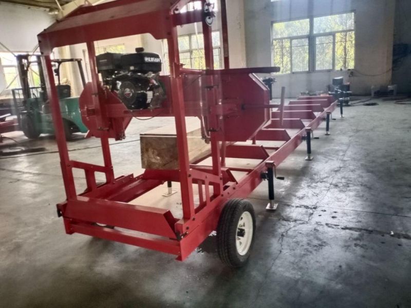 Versatile Portable Mobile Band Sawmill with Lifter Wheels Tow Bar Tail Lights