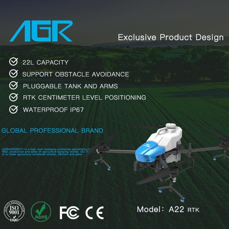Agr 22L Pesticide Agrichemical Spraying Farm Fogging Agricultural Agriculture Big High Pressure Sprayer Uav Drone Sprayer