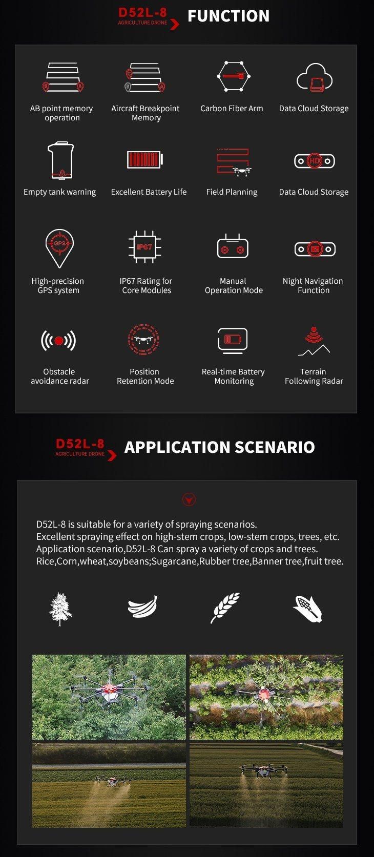 52L Payload Agriculture Insecticide Farm Sprayer Machine Drone Sprayer Crop Duster Insecticide Spraying Drone