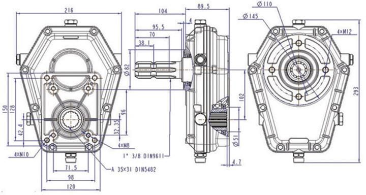 Pto Gearbox Male Shaft