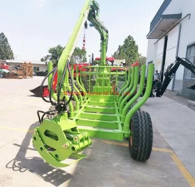 Gasoline Engine Tractor Trailer Hydraulic Log Trailer with Crane
