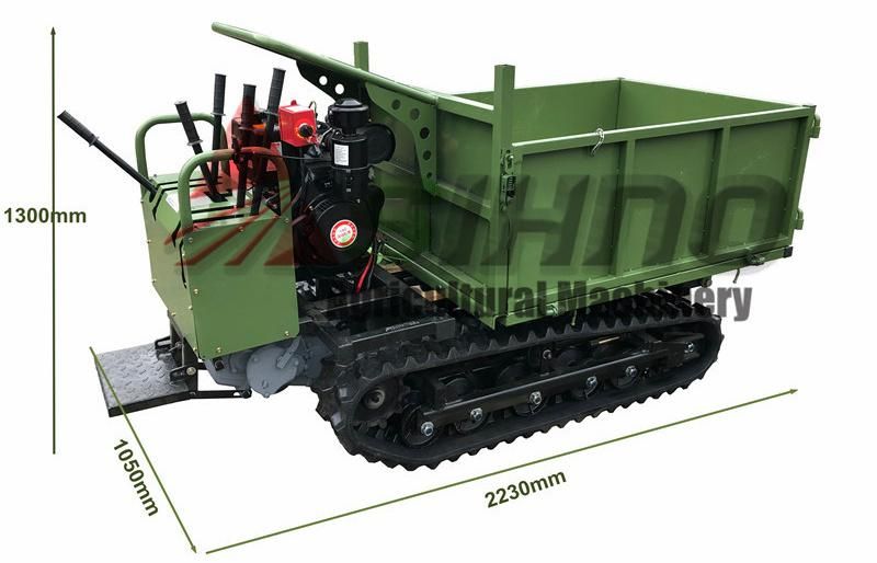 Oil Plam Plantation Hydraulic Truck Dumper 0.6 Ton 0.8 Ton 1.2ton 1.5 Ton 2 Ton Crawler Carrier Mini Dumper Power Barrow