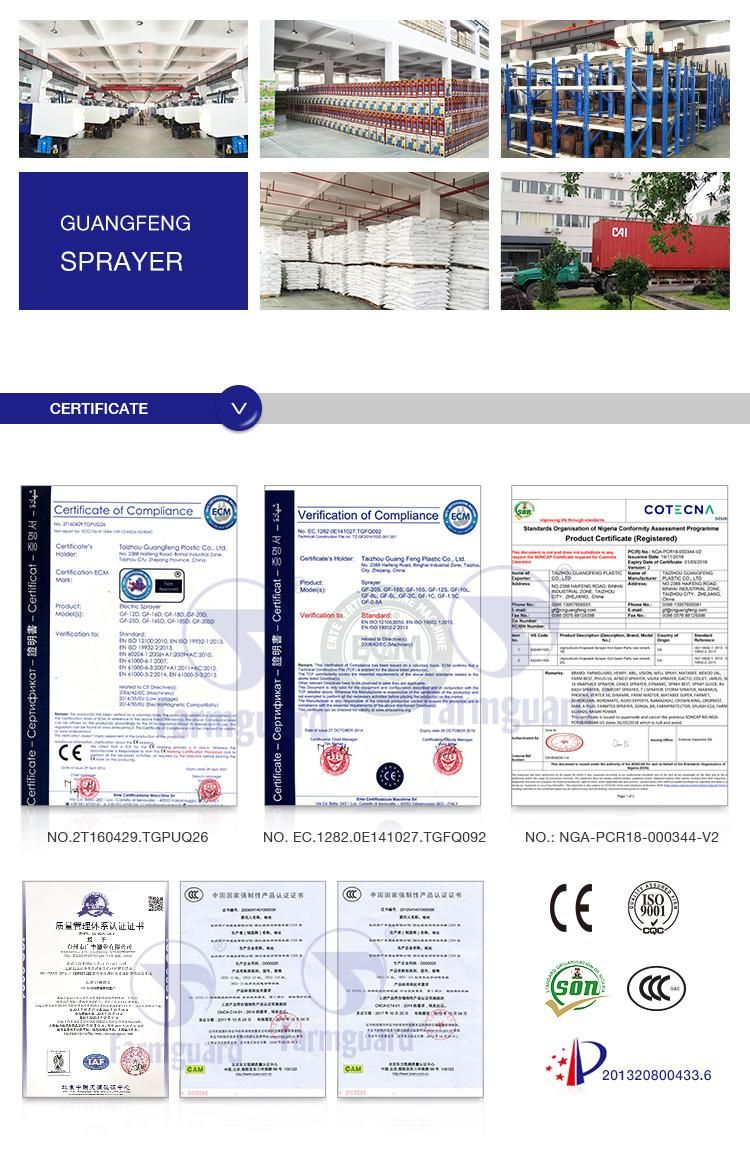 Spray Machine Farmguard CE CCC Kc ISO9001 Certificated Sprayer Machine Agricultural Sprayer Pump CE Electric Battery Sprayer Pulverizador