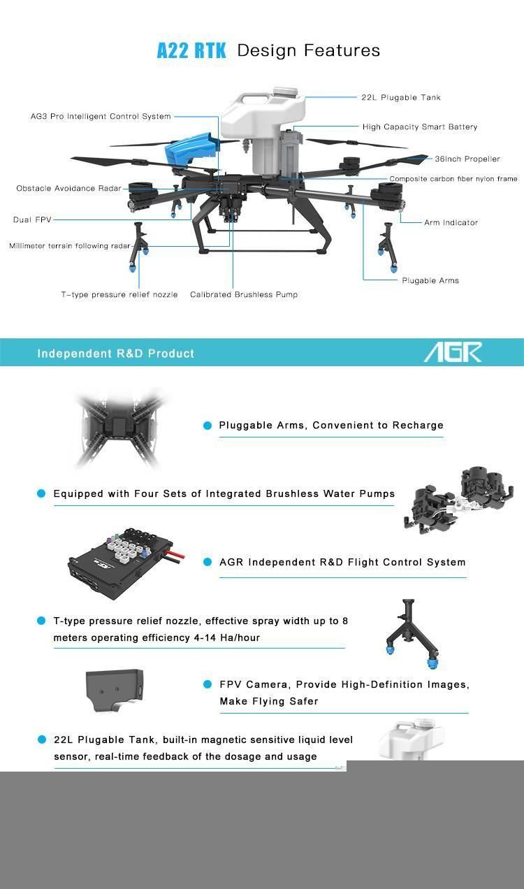 Agr Agricultural Fumigation Drone Sprayer Drone for Farming Drone Spraying