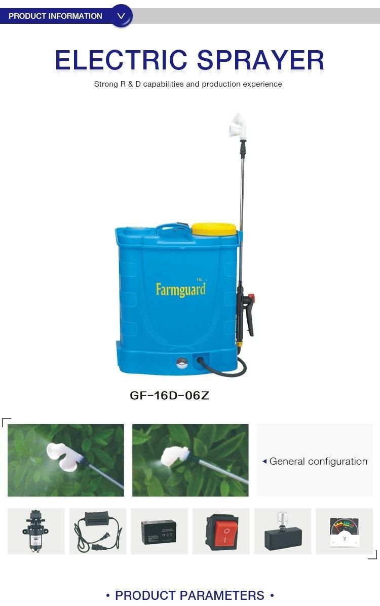 16 Liter Agriculture Battery Operated Water Pump Sprayer Backpack Sprayers 12 Volt Lawn Sprayer