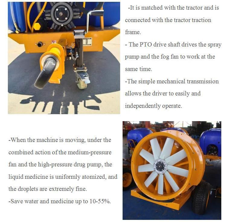Tractor Trailed Sprayer for Fruit Tree Drag Type for Grape, Lemon etc. Air Blast Sprayer Orchard Sprayers