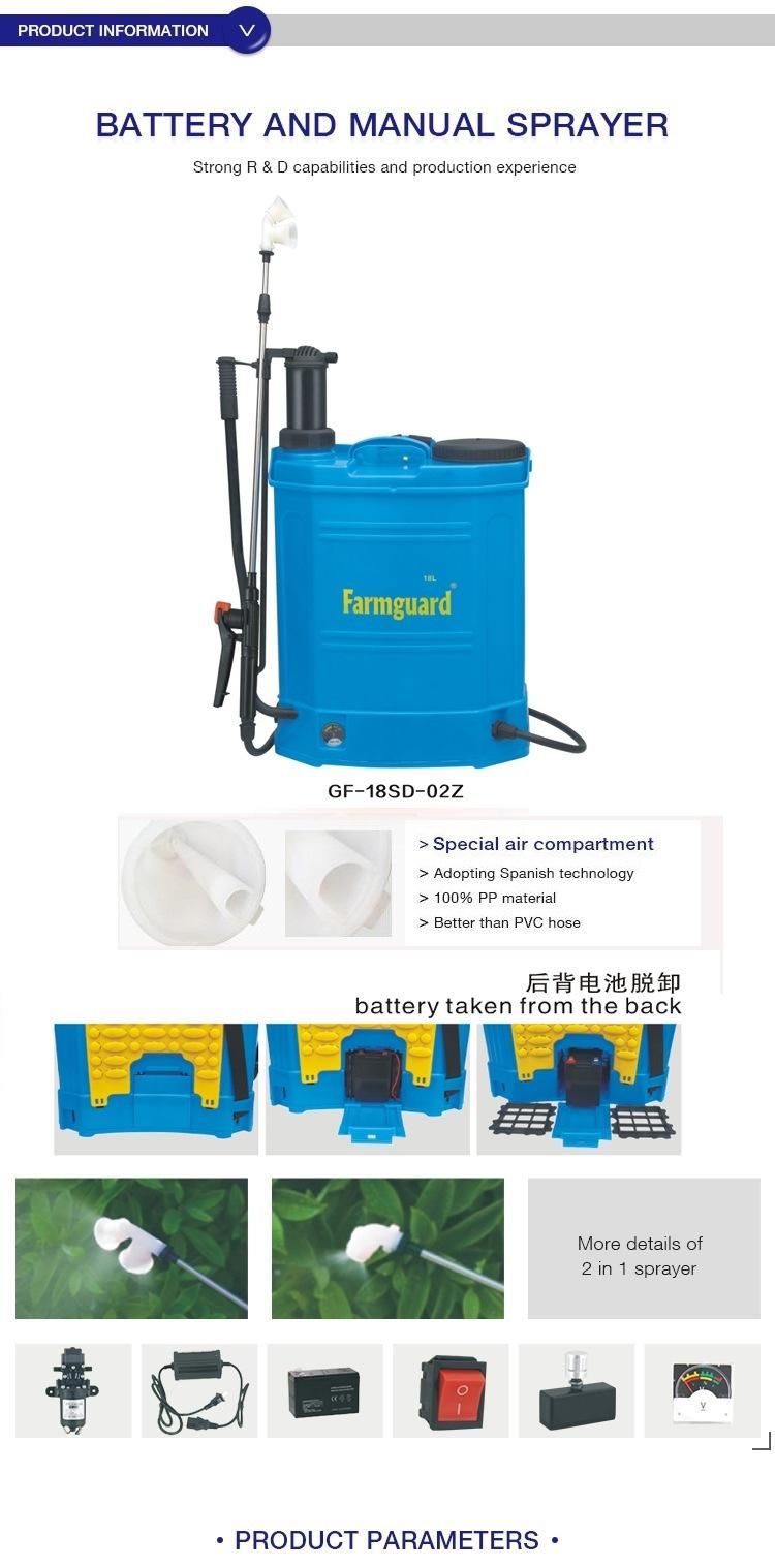 Hand and Battery 2 in 1agricultural Garden Sprayer Farm Use Straw Machine for Grass Knapsack Power Sprayer GF-18SD-02z