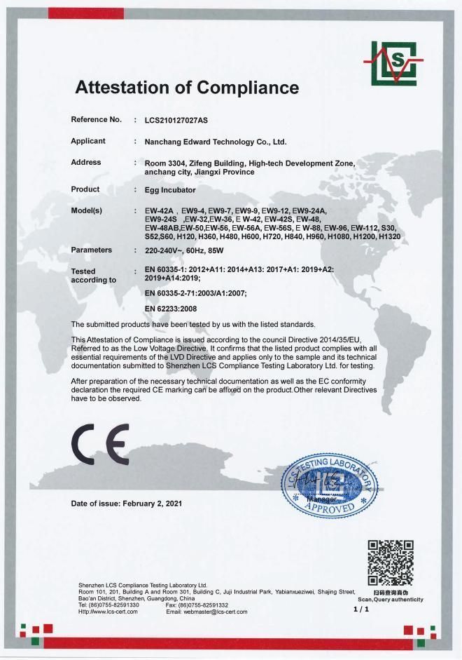 Hhd Hot Automatic Chicken Egg Incubator Ce Passed Yz-96