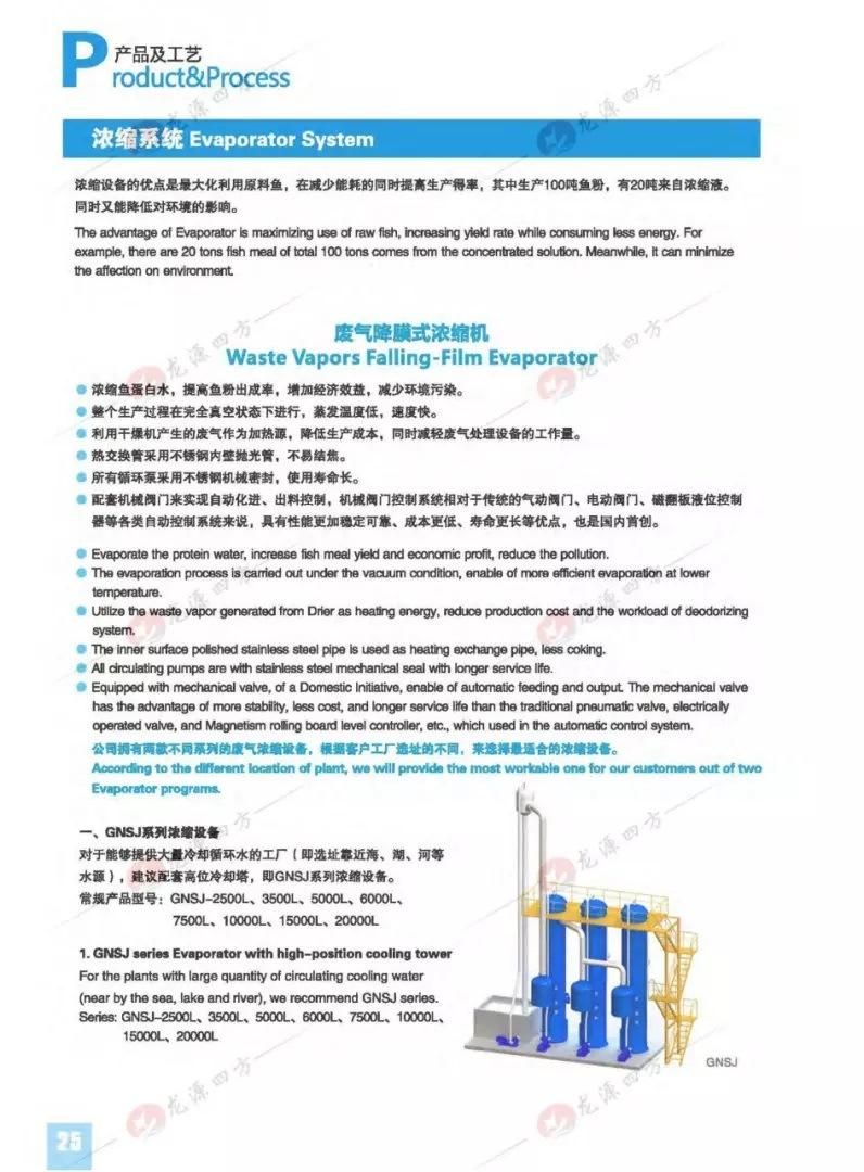 Falling Film Evaporator/Three Stage Residual Vapors Evaporator / for Dried Fish Meal