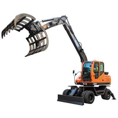Jg95z Cotton Grabber Cotton Grapple Excavator 8 Ton Wheel Cotton Loader with Grabber for Sale