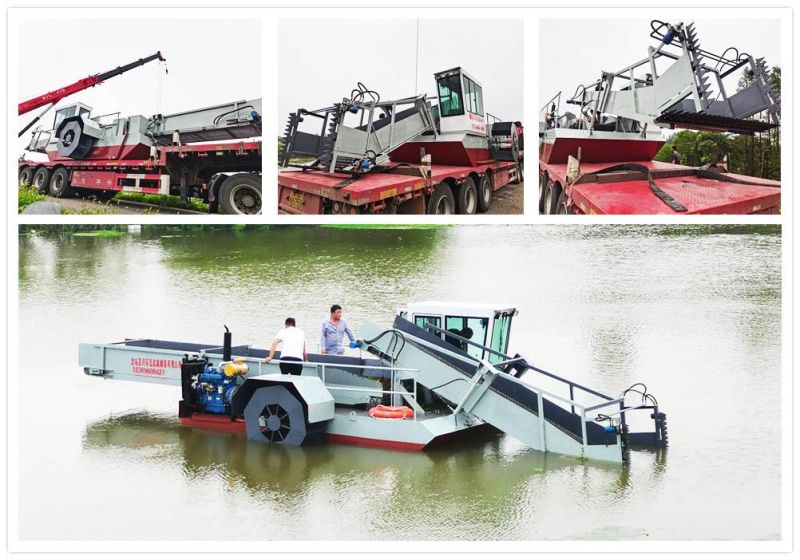 Small Weed Harvester Boat Aquatic Plant Transport Ship China Aquatic Weed Cutting Machine