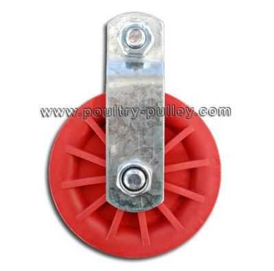 Pulley 3-1/2&quot; Cast Iron, Red for Lifting Chicken Equipment