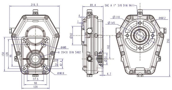 Pump Over Gear Km7003 for Tractor Log Splitter