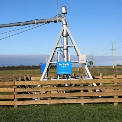 Crop Irrigation Rotates Around a Pivot and Crops Are Watered with Sprinklers